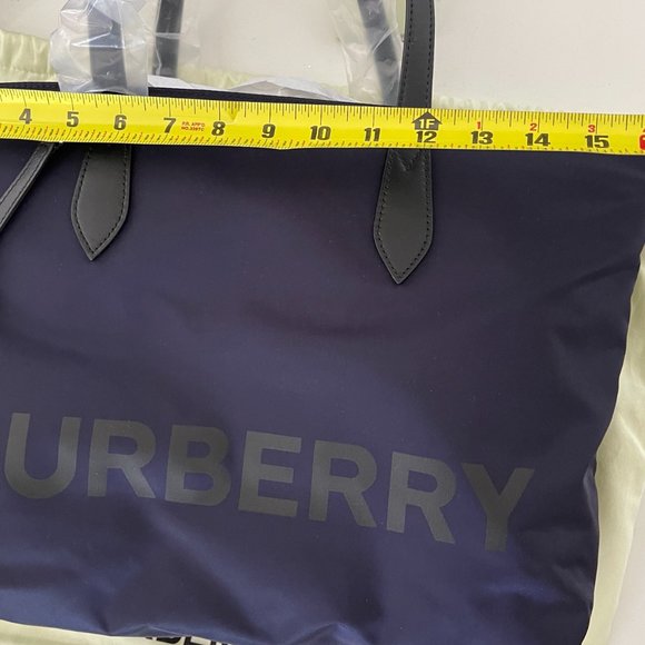 Burberry LL MD Nylon and Leather Tote Bag in BLUE, Made in Italy - Picture 10 of 14